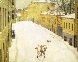Сочинение по картине Попова Первый снег от первого лица (1 лица) 7 класс описание